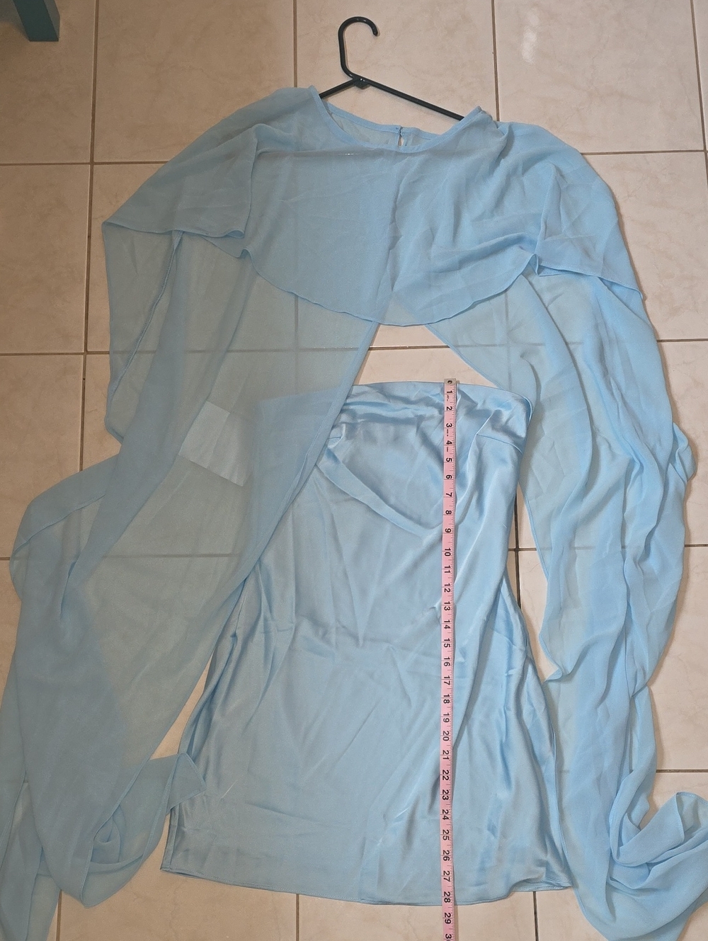 TFNC Light Blue Satin Slip Dress